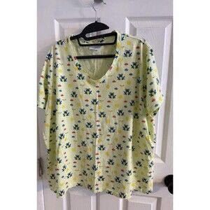 Catalog Favorites  Women’s V neck T Shirt Plus Size 2X Frogs Lime Green